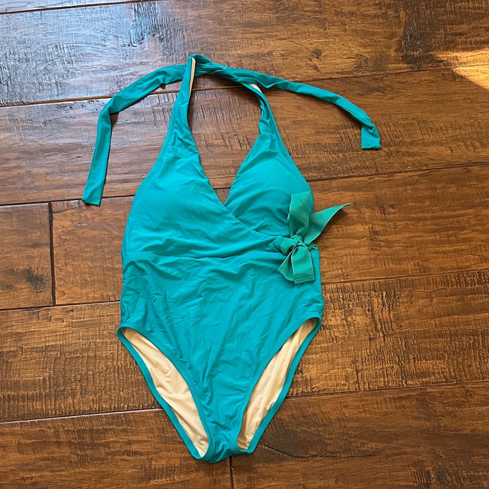 J.Crew Teal and Cream Swimsuit